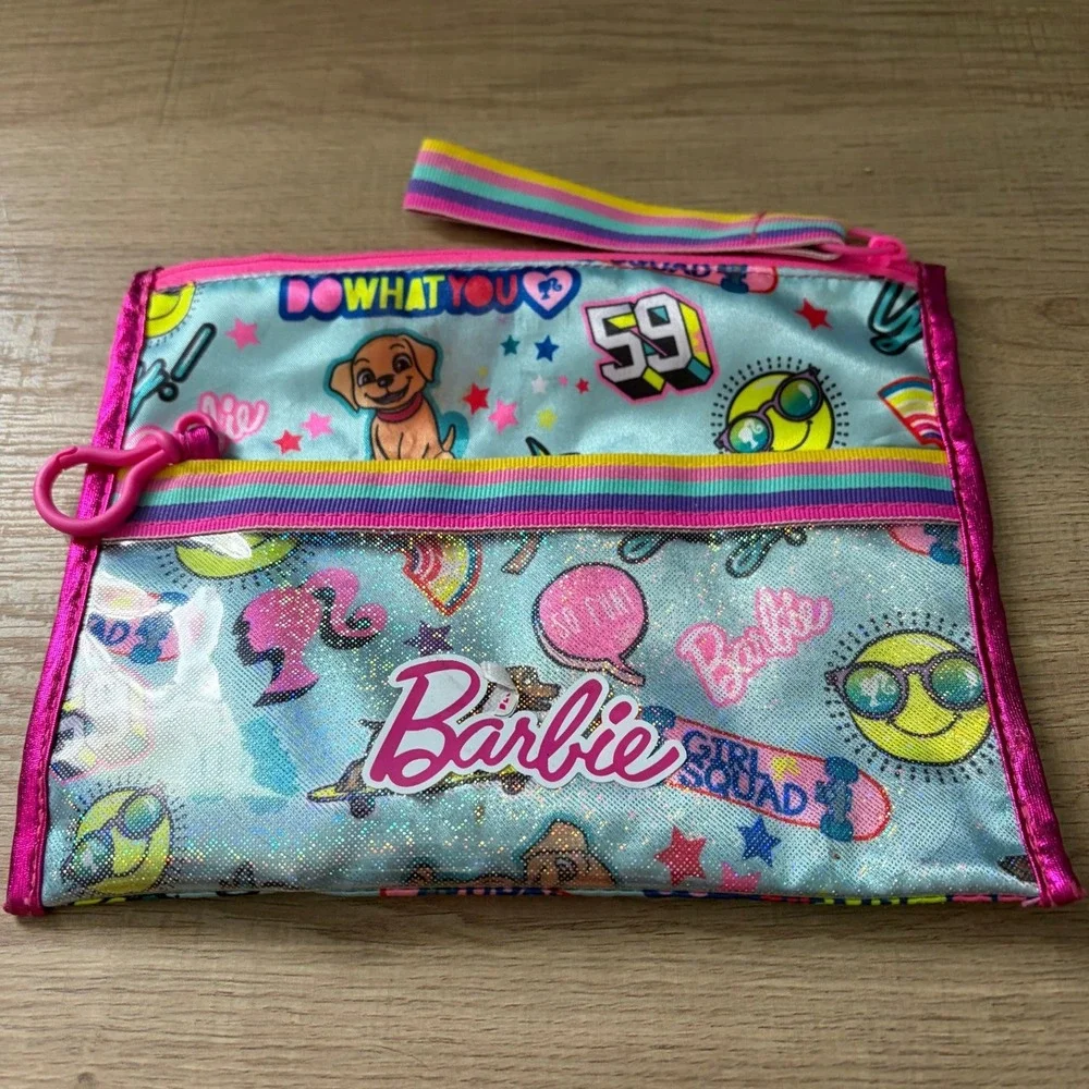 Barbie Girl Squad Zippered Pouch Wristlet Blue Pink Just Play Mattel Accessory